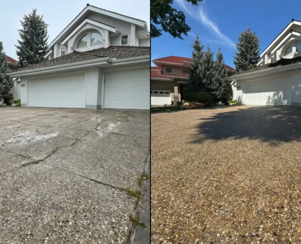 Before and after driveway sealing transformation